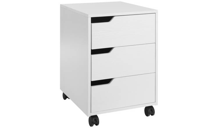 HOMCOM 3 Drawer Wheels Mobile File Cabinet - White