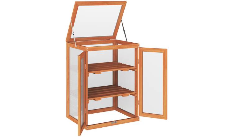 Outsunny Fir Wood Polycarbonate Cold Frame Greenhouse – Orange