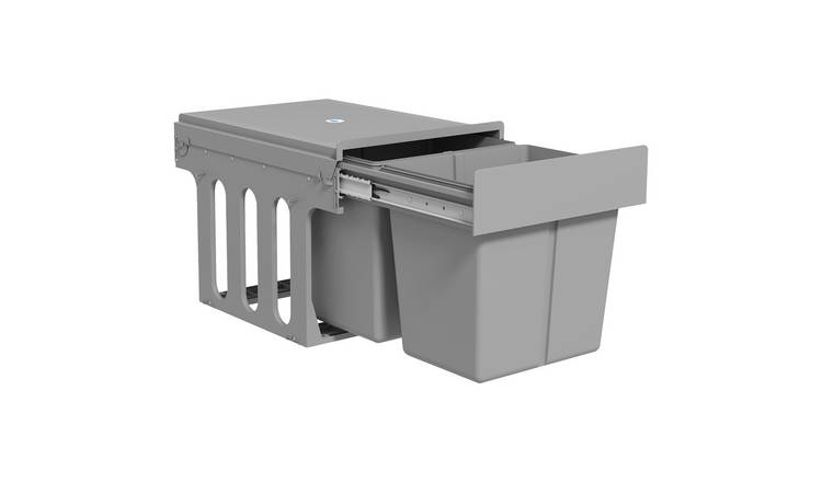 HOMCOM 40L Under Sink Pull Out Bin With 2 Removable Compartments - Light Grey