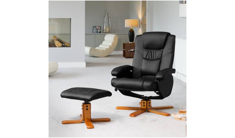 Artemis Home Severn Swivel Recliner Chair and Stool - Black