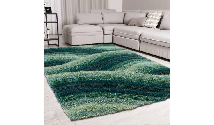 DS Living Ultra Plush Wave Shaggy Rug - Blue - 230x160cm