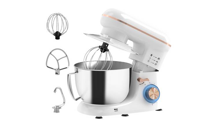 HOMCOM 4.5L 1300W Stand Mixer Food Mixer for Baking 6 Speeds White