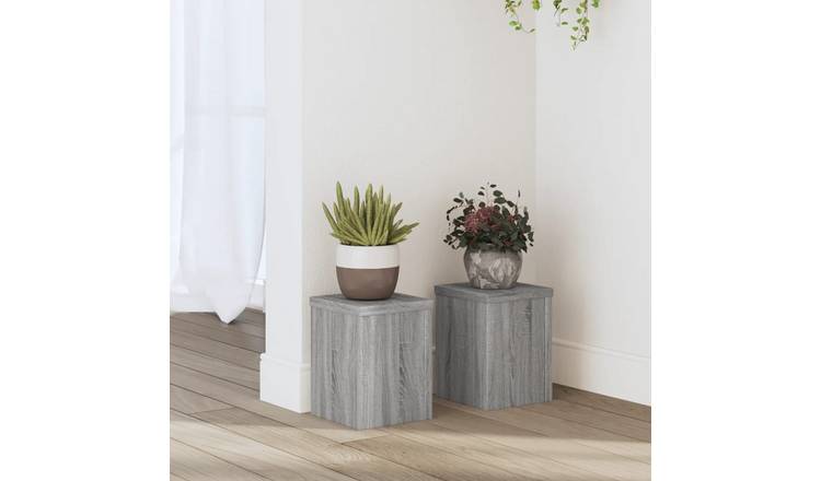 Walplus Pack of 2 Engineered Wood Plant Stand - Grey Sonoma - 15 x 15 x 20 cm