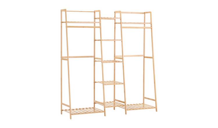 Living and Home Bamboo Clothes Rack with 5 Shelves - Natural