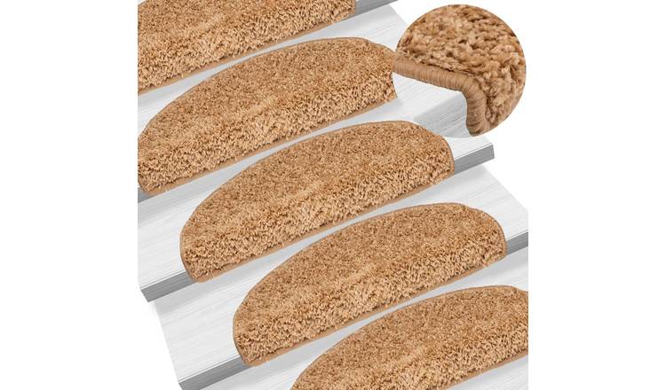 Walplus Pack of 15 Half Round Polypropylene Stair Mats - Beige - 65 x 21 cm