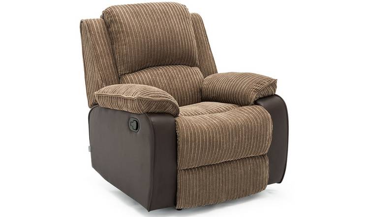 Furniture Online Postana Jumbo Cord Fabric Manual Recliner Chair - Brown