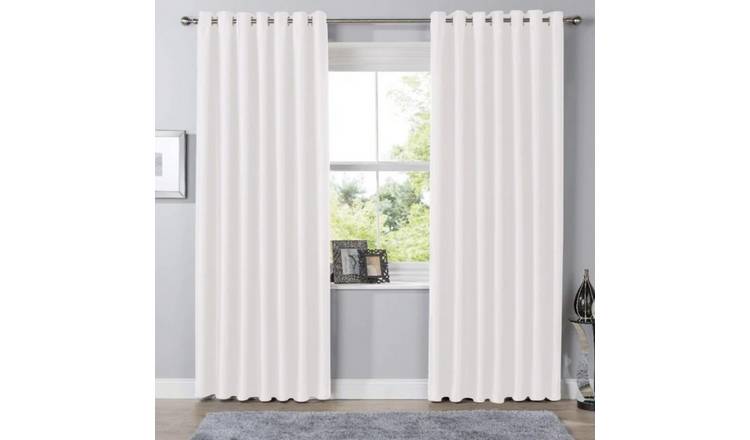New Edge Blinds White Blackout Eyelet Curtains - 117cm x 137cm
