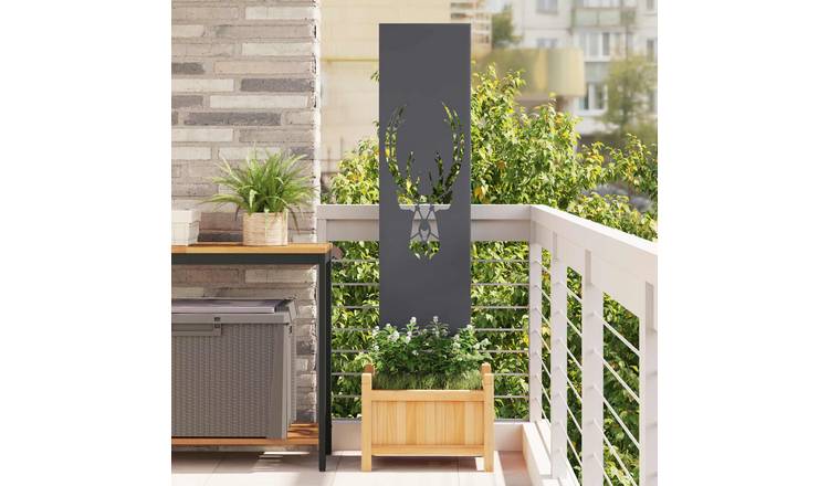 Walplus Antler Design Garden Privacy Screen - Anthracite - 32 x 1.7 x 140 cm
