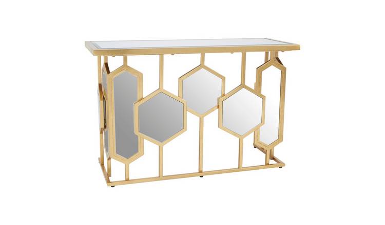 Orsina Rio Mirror Console Table – Gold & Clear
