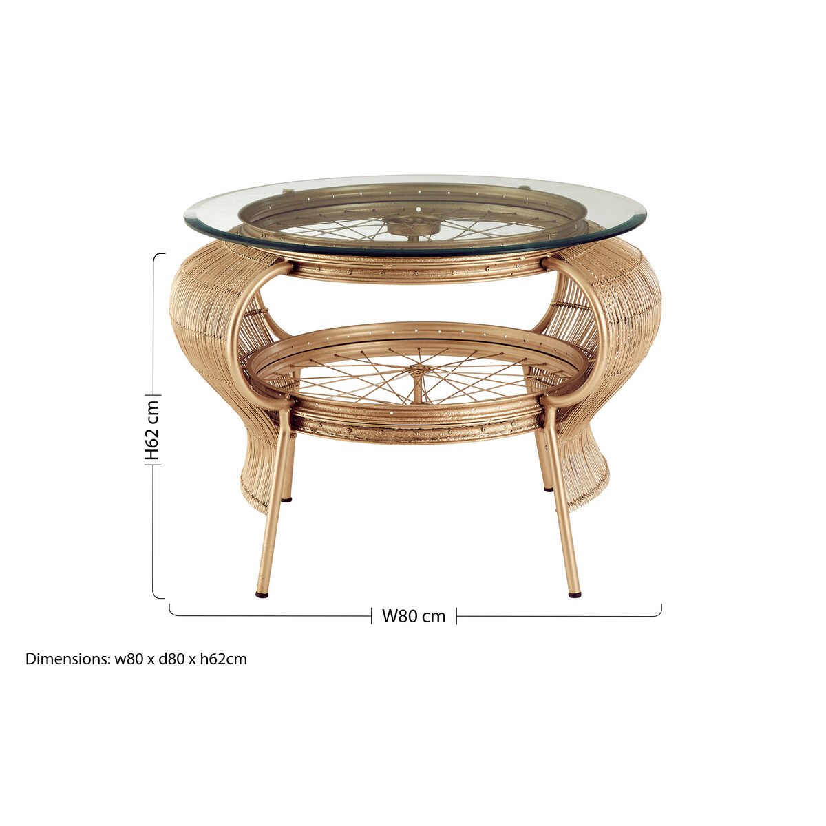Orsina Mantis Round Glass Coffee Table – Champagne Gold - Image 7