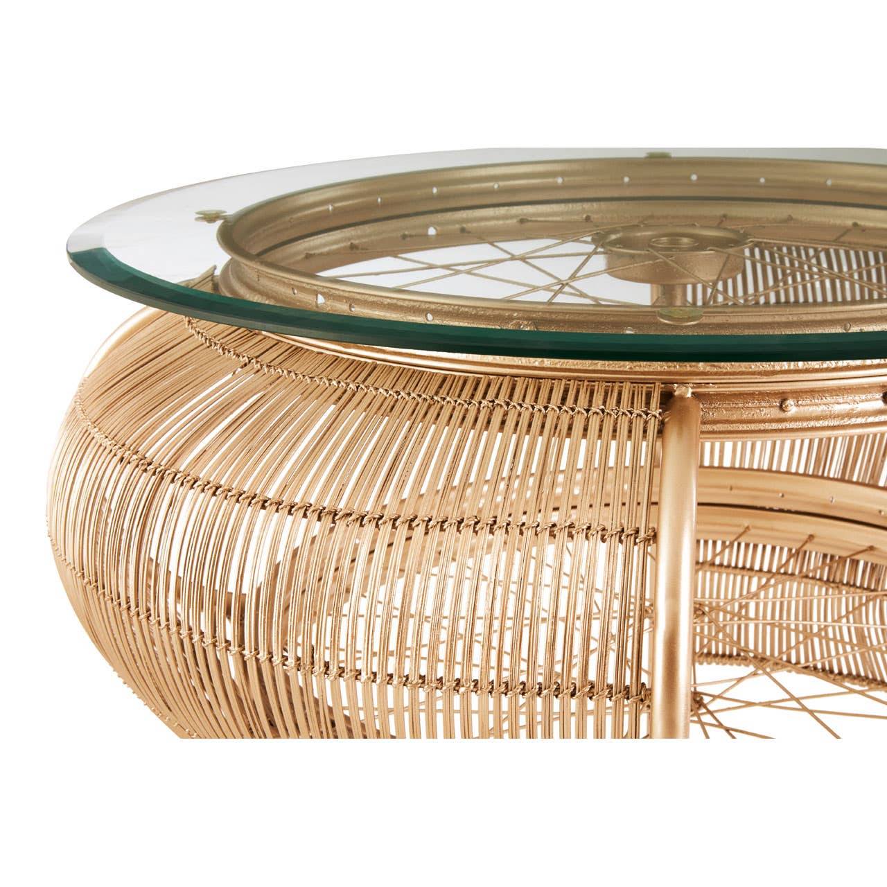 Orsina Mantis Round Glass Coffee Table – Champagne Gold - Image 5