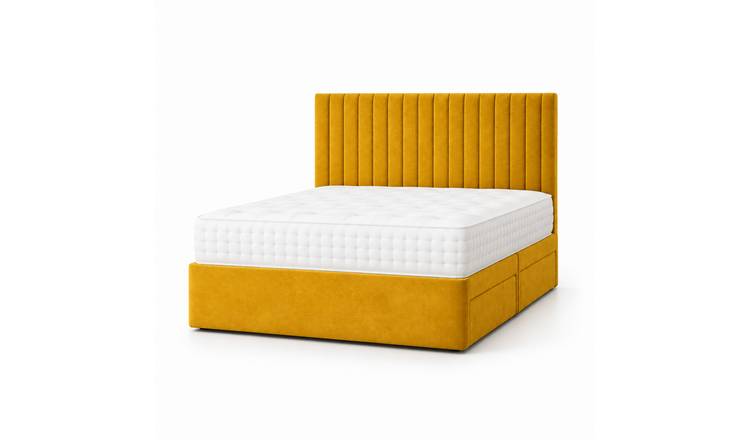 Comfy Deluxe 6ft Super King     Suede  Divan Bed Set -  Mustard