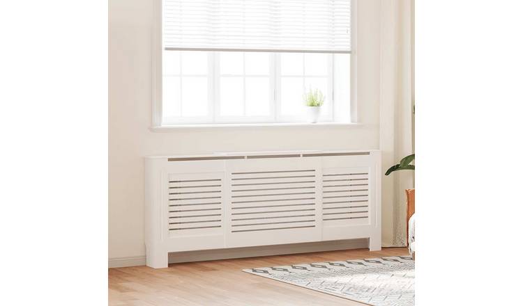 Walplus Adjustable MDF Radiator Cover - White - 142-205 x 20.5 x 81.5 cm