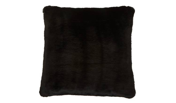 Orsina Bosie Lamina Faux Fur Square Cushion – Black