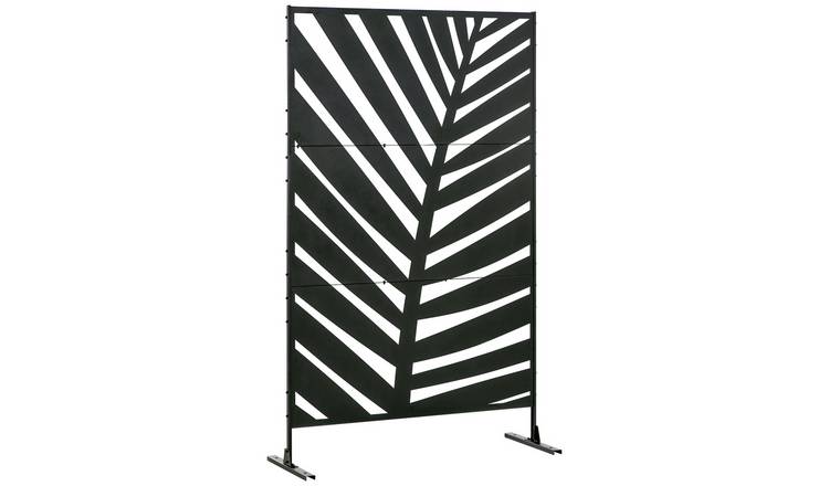 Outsunny Freestanding Room Divider with Expansion Screws - Black