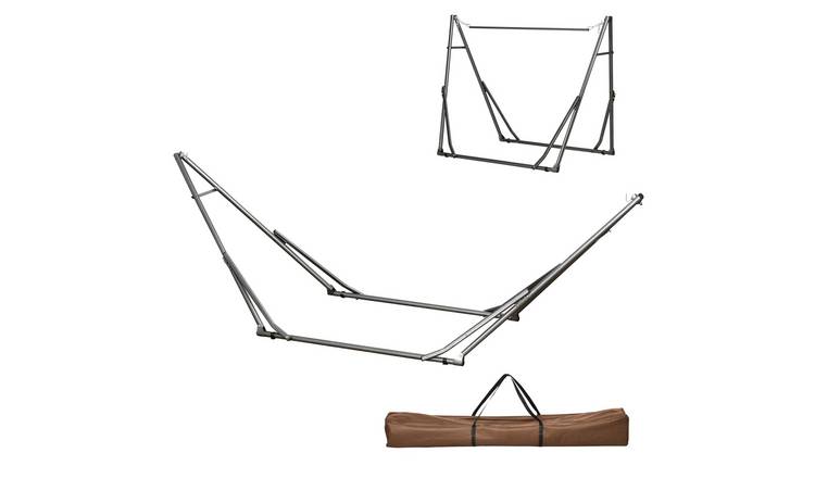 Outsunny 2 in 1 Metal Foldable Portable Hammock - Black