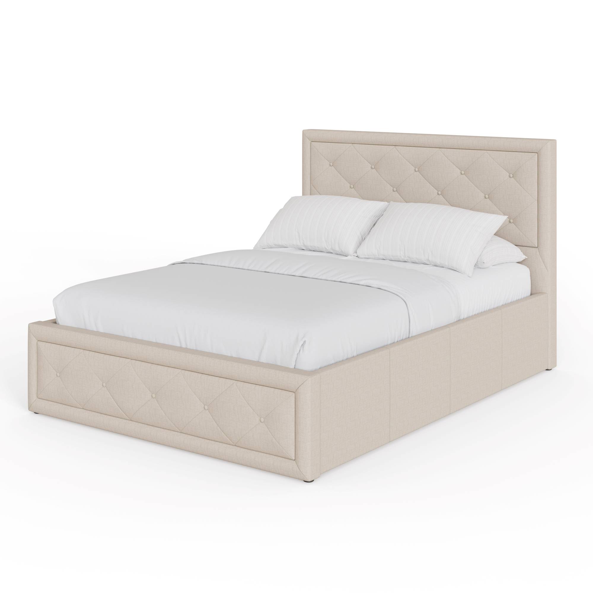 GFW Hollywood King Size Fabric End Lift Ottoman Bed - Natural - Image 3