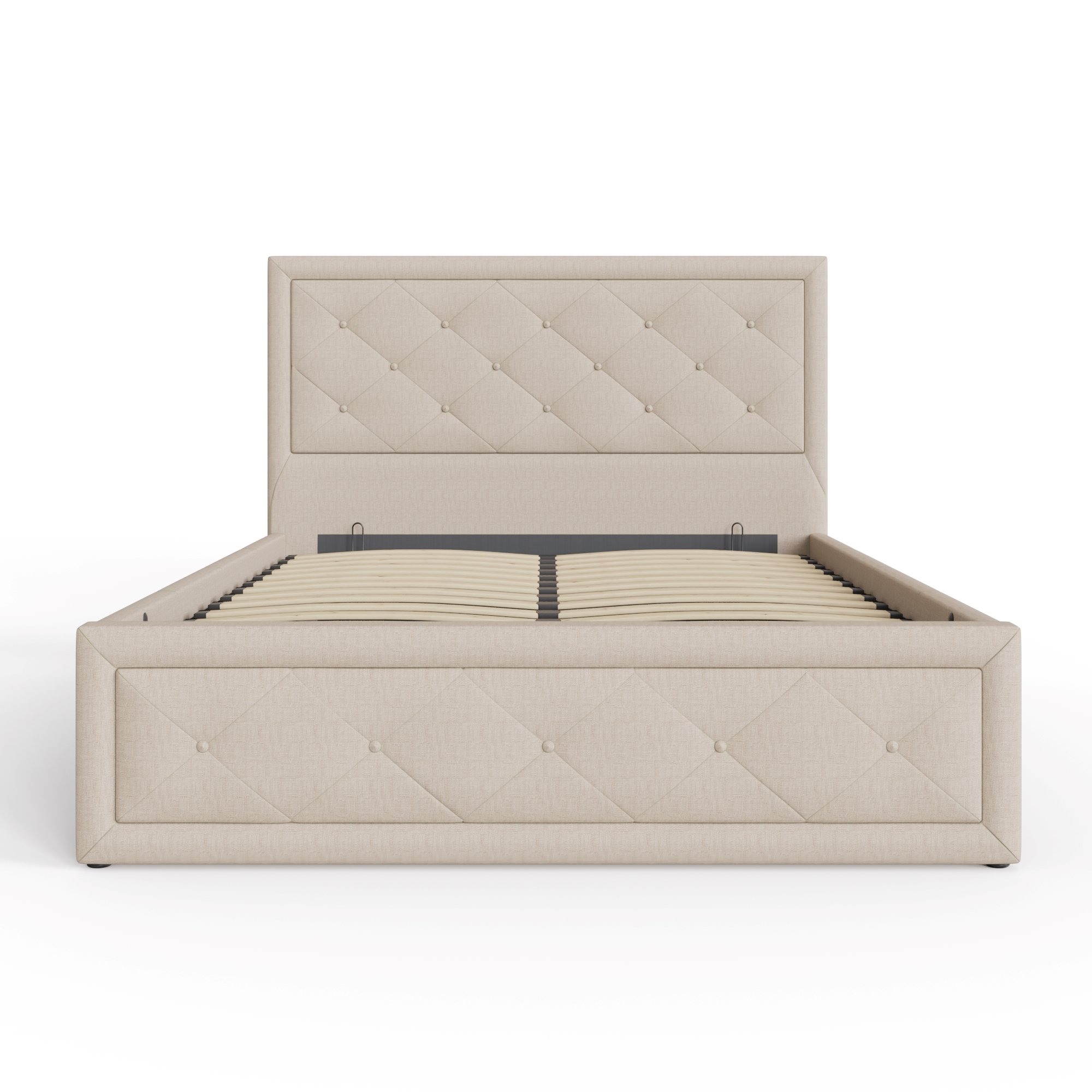 GFW Hollywood King Size Fabric End Lift Ottoman Bed - Natural - Image 4