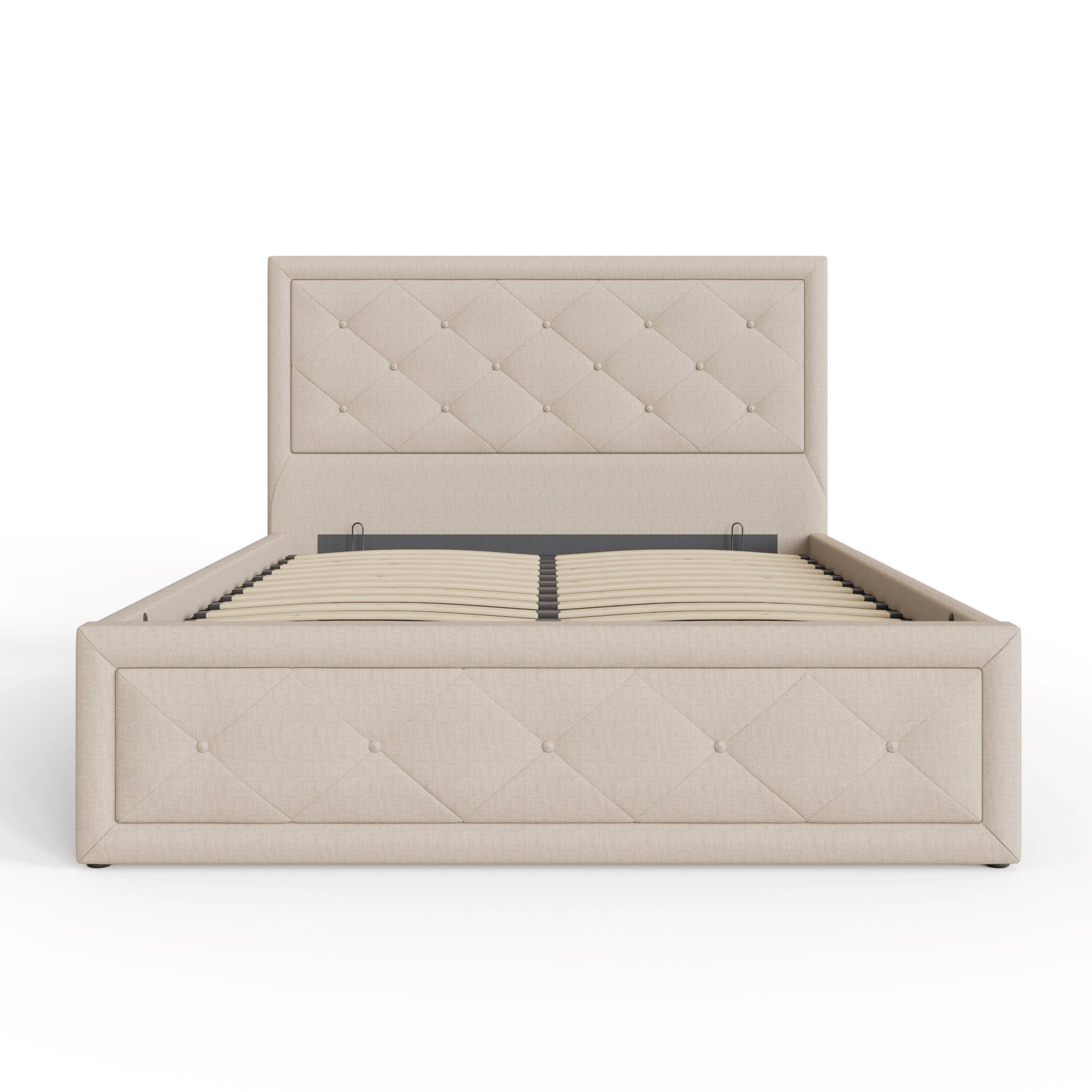GFW Hollywood King Size Fabric End Lift Ottoman Bed - Natural - Image 4