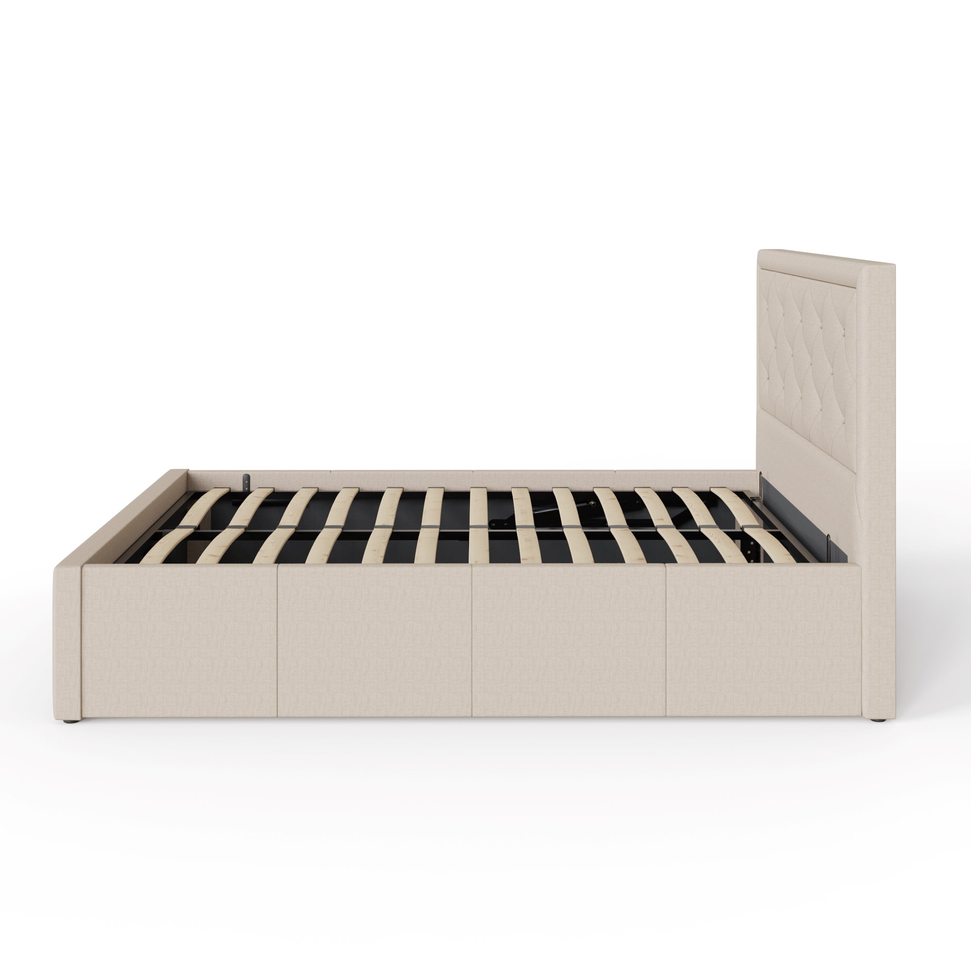 GFW Hollywood King Size Fabric End Lift Ottoman Bed - Natural - Image 5