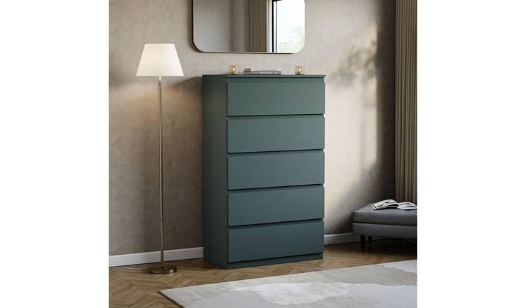 Vida Designs Denver 5 Drawer Chest - Green