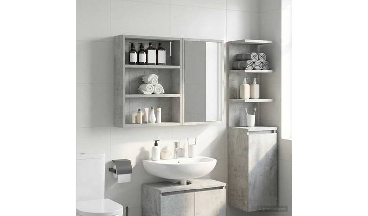Walplus Engineered Wood Bathroom Wall Cabinet - Concrete Grey - 40 x 10 x 50 cm