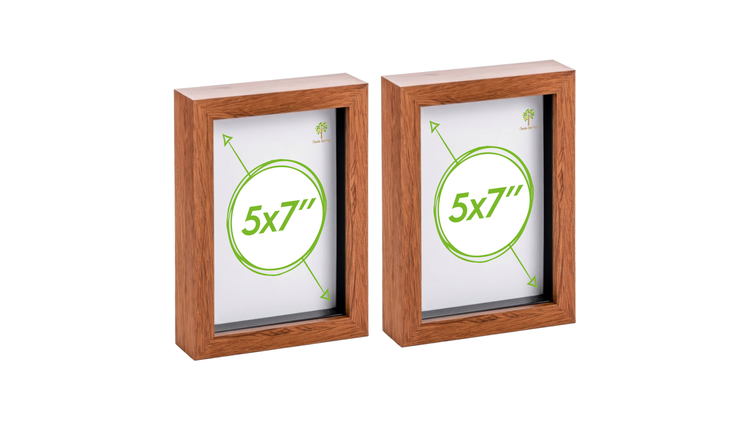 Nicola Spring 3D Box Photo Frames - 5 x 7" - Set of 2 - Dark Wood