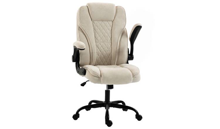 HOMCOM Padded Flip-up Armrest Ergonomic Executive Desk Chair - Beige