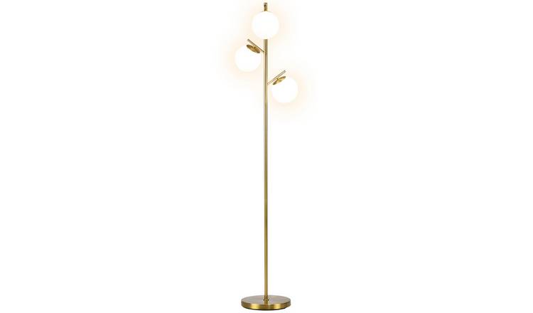 HOMCOM 3 Light Globe Glass Tree Floor Lamp - Gold