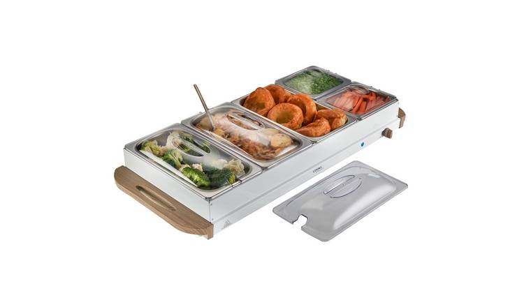 Cooks Professional 5 Section Buffet Warmer 9.6L with Hotplate Function - White