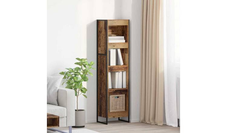 Walplus Engineered Wood Book Cabinet - Dark Wood - 40 x 30 x 155 cm