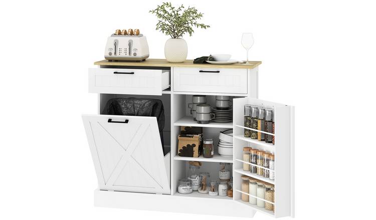 HOMCOM Wooden Adjustable Freestanding Storage Sideboard - White