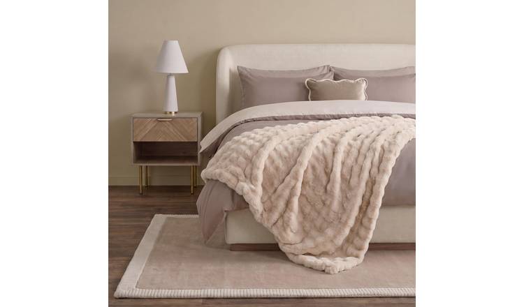 OHS Luxe Bubble Faux Fur Blanket Throw - 125 x 150cm - Cream