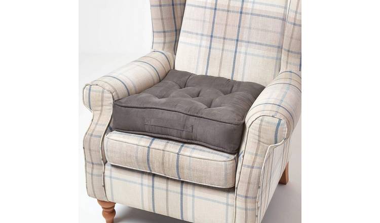 Homescapes Faux Suede Armchair Booster Cushion - Grey