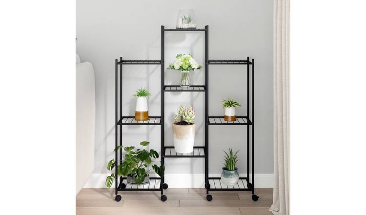 Walplus Iron Flower Stand - Black - 83 x 25 x 103.5 cm
