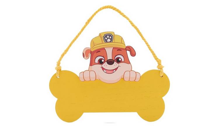 Widdop Paw Patrol Rubble Wooden Hanging Plaque - Yellow