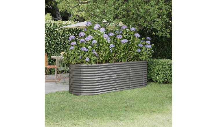 Walplus Galvanised Steel Raised Garden Bed - Grey - 224 x 80 x 68 cm