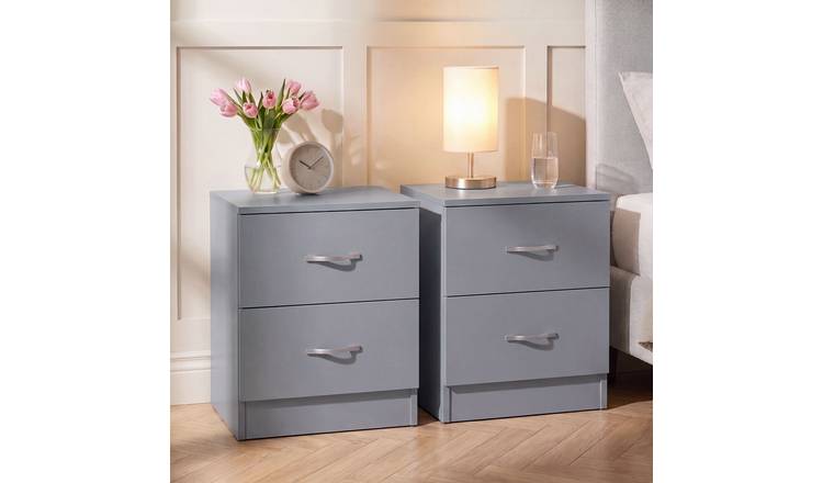 Vida Designs Riano 2 Drawer Bedside Chest Set of 2 - Grey