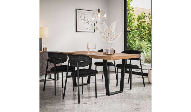 Furniture Online Aria Oak Effect Dining Table & 4 Myla Black Chairs