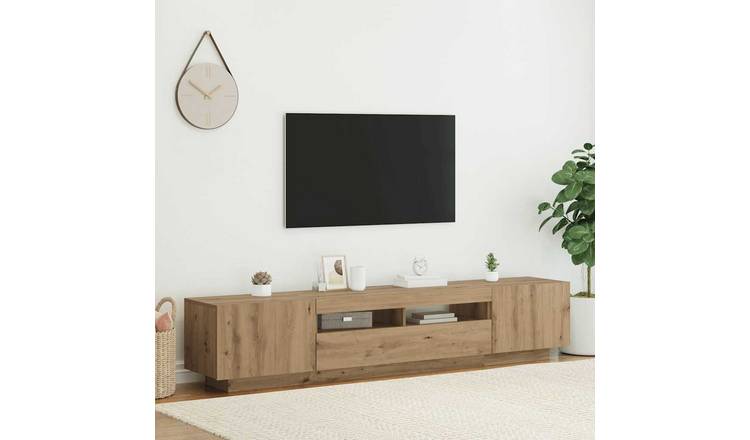 Walplus LED Engineered Wood TV Cabinet - Oak - 200 x 35 x 40 cm