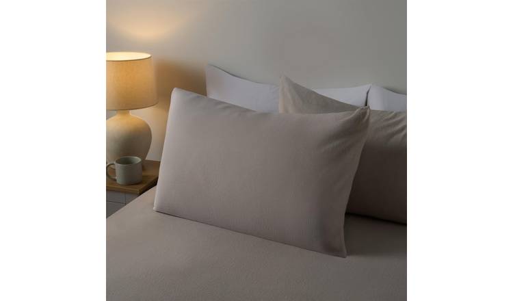 OHS 2 Pack Brushed Cotton Pillowcases - Stone