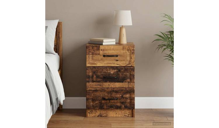 Walplus Engineered Wood Bedside Table - Old Wood - 43 x 41 x 63.5 cm