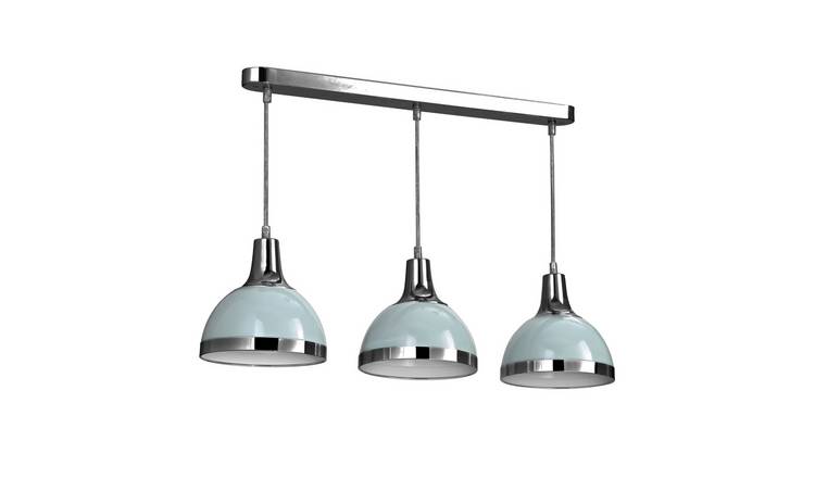 Orsina Vermont Three Shutter Shade Pendant Light - Blue and Chrome