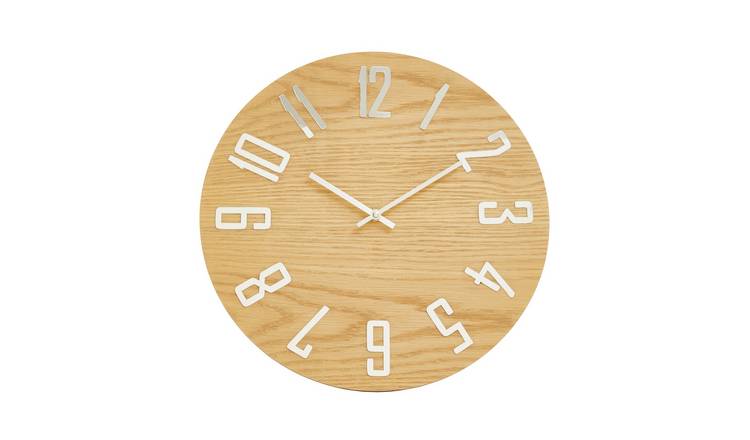 Orsina Vitus 40cm Dia Wood Effect Wall Clock - Natural