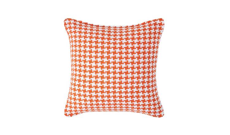Homescapes Orange Houndstooth Cotton Cushion Cover - 60 x 60 cm