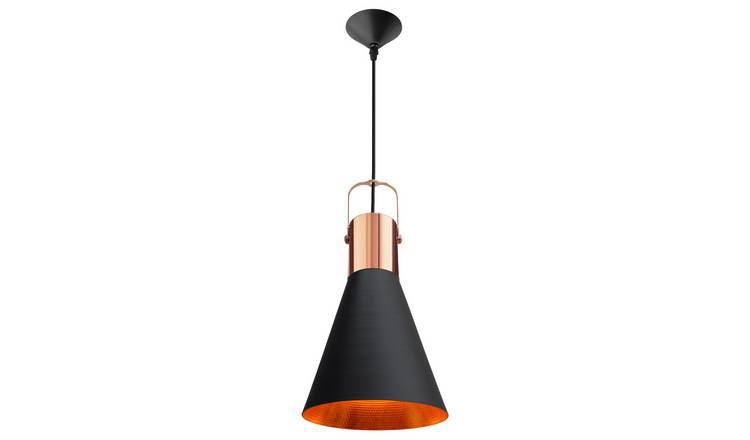 Energy Light Bulbs Cone Metal Gold Inner Ceiling Pendant Light - Black