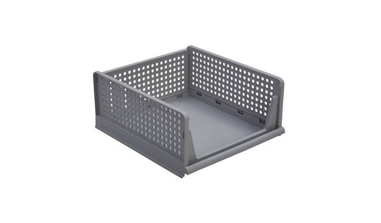 Living and Home Folding Stackable Wardrobe Storage Box - Grey