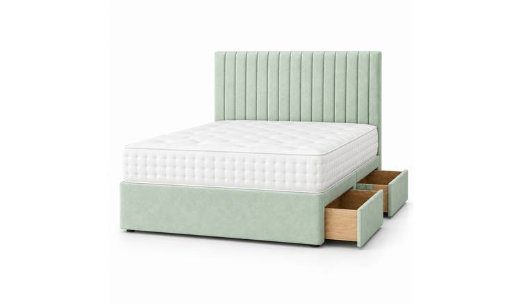 Comfy Deluxe 2ft6 Small Single  2 Drawer Suede  Divan Bed Set -  Duck Egg