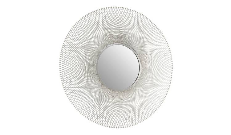 Orsina Templar Large Round Wall Mirror – Silver