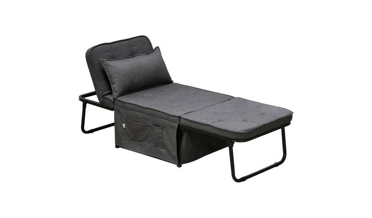 Homcom 4-in-1 Fabric Folding Adjustable Backrest Chair Bed – Charcoal